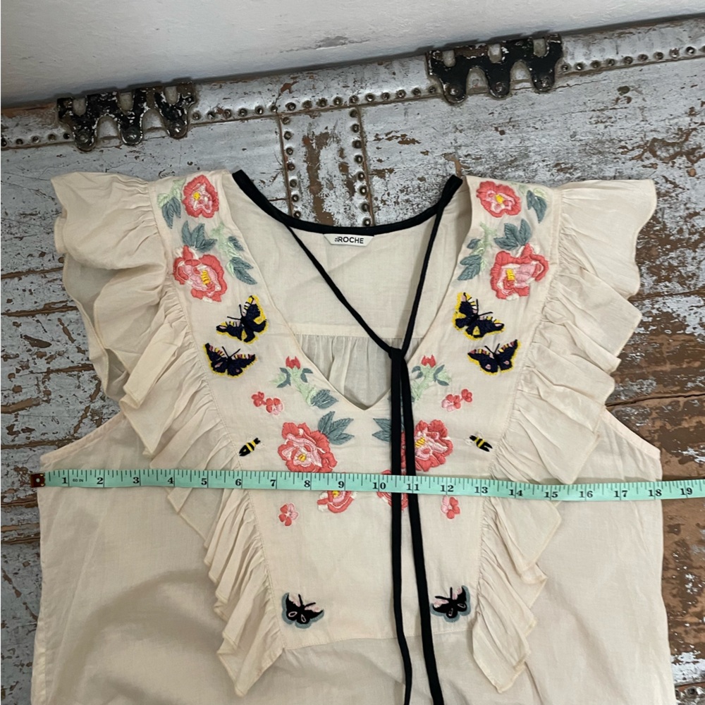 St. Roche Embroidered Floral Ruffle Sleeveless Top - Picture 13 of 14